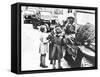 Us Army Soldier Greeting Children with Sweets, Germany, 1945-null-Framed Stretched Canvas