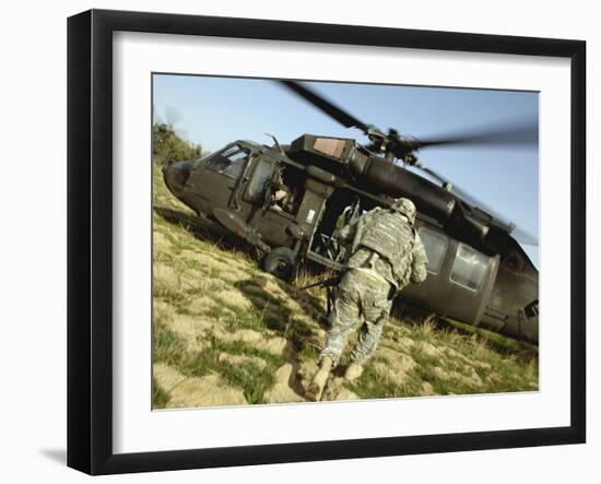 US Army Soldiers Board a UH-60 Black Hawk Helicopter-Stocktrek Images-Framed Photographic Print