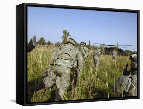 US Army Soldiers Prepare to Board a UH-60 Black Hawk Helicopter-Stocktrek Images-Framed Stretched Canvas