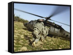 US Army Soldiers Prepare to Board a UH-60 Black Hawk Helicopter-Stocktrek Images-Framed Stretched Canvas