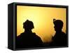 US Army Soldiers Silhouetted Against the Morning Sun in Afghanistan-null-Framed Stretched Canvas