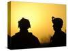 US Army Soldiers Silhouetted Against the Morning Sun in Afghanistan-null-Stretched Canvas