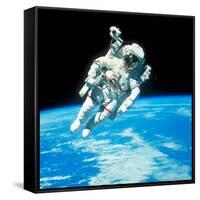 US Astronaut Bruce Mccandless Conducting Space Walk During Challenger IV Space Shuttle Mission-null-Framed Stretched Canvas