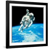 US Astronaut Bruce Mccandless Conducting Space Walk During Challenger IV Space Shuttle Mission-null-Framed Premium Photographic Print