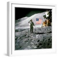 US Astronaut James B. Irwin Saluting American Flag Next to Lunar Module During Apollo 15 Mission-null-Framed Photographic Print