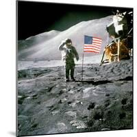 US Astronaut James B. Irwin Saluting American Flag Next to Lunar Module During Apollo 15 Mission-null-Mounted Photographic Print