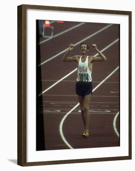 US Athlete Frank Shorter after Winning a Marathon Race at the Summer Olympics-John Dominis-Framed Premium Photographic Print