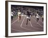 US Athlete Lee Evans Going Through Finish Line During Race at Summer Olympics-null-Framed Premium Photographic Print