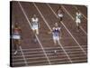 US Athlete Michael Larrabee Winning the 400 Meters at the Summer Olympics-George Silk-Stretched Canvas