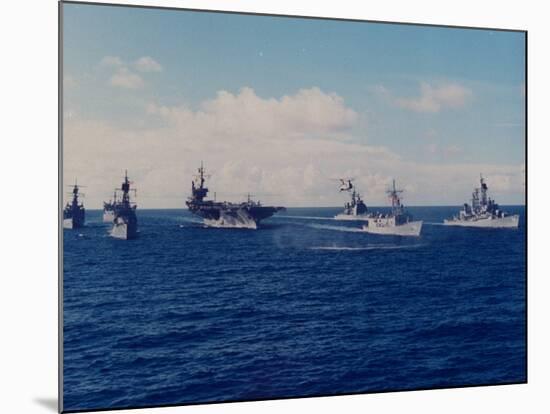 US Battle Group America Led by Aircraft Carrier in Red Sea, Deploying in Desert Shield Gulf Crisis-Gary Rice-Mounted Premium Photographic Print