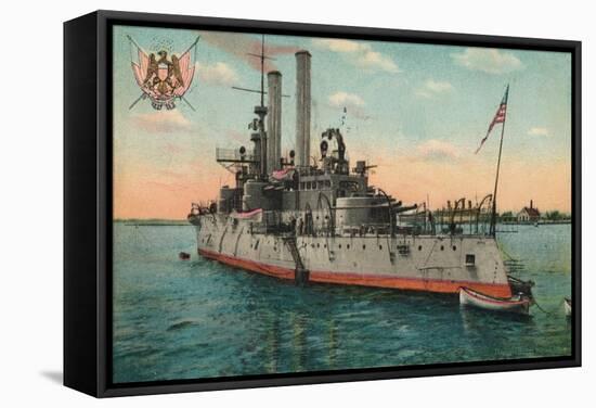 Us Battleship Iowa, C1908-null-Framed Stretched Canvas