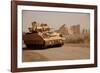 US Bradley Fighting Vehicle Passes by the Palace of Historic Ctesiphon, Feb. 16, 2008-null-Framed Photo