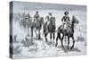 US Buffalo Soldiers Marching in the Desert, from a Drawing of 1888-Frederic Sackrider Remington-Stretched Canvas