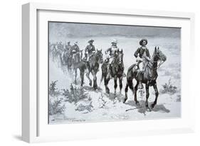 US Buffalo Soldiers Marching in the Desert, from a Drawing of 1888-Frederic Sackrider Remington-Framed Giclee Print