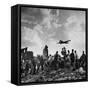 US C-47 Cargo Plane Flying over Ruins, Approaching Tempelhof Airport with Food and Supplies-Walter Sanders-Framed Stretched Canvas