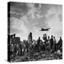 US C-47 Cargo Plane Flying over Ruins, Approaching Tempelhof Airport with Food and Supplies-Walter Sanders-Stretched Canvas