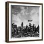 US C-47 Cargo Plane Flying over Ruins, Approaching Tempelhof Airport with Food and Supplies-Walter Sanders-Framed Photographic Print