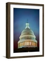 US Capitol at night in fog, Washington D.C., USA-null-Framed Photographic Print