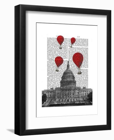 US Capitol Building and Red Hot Air Balloons-Fab Funky-Framed Art Print