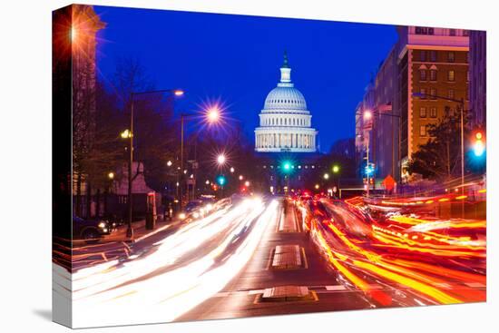US Capitol Building at dusk, Pennsylvania Avenue, Washington DC, USA-null-Stretched Canvas