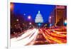 US Capitol Building at dusk, Pennsylvania Avenue, Washington DC, USA-null-Framed Photographic Print