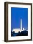 US Capitol, Washington Monument and Lincoln Memorial in Washington D.C. at dusk with blue sky-null-Framed Photographic Print