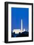 US Capitol, Washington Monument and Lincoln Memorial in Washington D.C. at dusk with blue sky-null-Framed Photographic Print