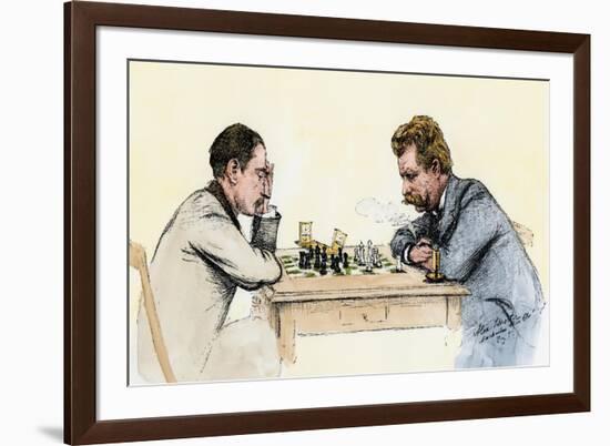 US Championship Chess Match Between Sam Lipschutz (Left) and Jackson Showalter, 1892-null-Framed Giclee Print