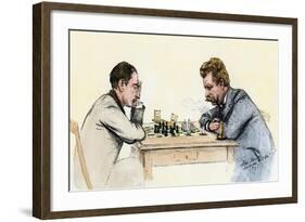 US Championship Chess Match Between Sam Lipschutz (Left) and Jackson Showalter, 1892-null-Framed Giclee Print