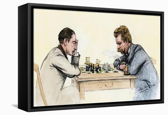 US Championship Chess Match Between Sam Lipschutz (Left) and Jackson Showalter, 1892-null-Framed Stretched Canvas