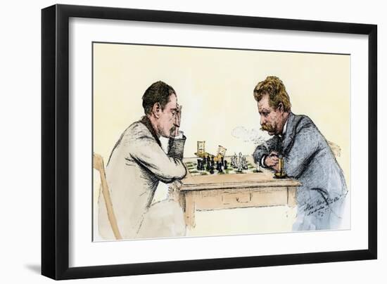 US Championship Chess Match Between Sam Lipschutz (Left) and Jackson Showalter, 1892-null-Framed Giclee Print