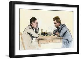 US Championship Chess Match Between Sam Lipschutz (Left) and Jackson Showalter, 1892-null-Framed Giclee Print