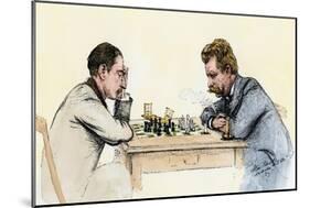 US Championship Chess Match Between Sam Lipschutz (Left) and Jackson Showalter, 1892-null-Mounted Giclee Print