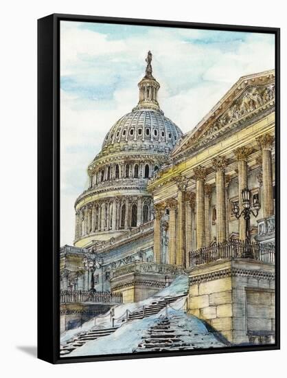 US Cityscape-Washington DC-Melissa Wang-Framed Stretched Canvas