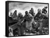 US Coast Guardsmen Assisting a Wounded Marine Returning from the Fight on Iwo Jima-null-Framed Stretched Canvas