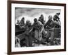US Coast Guardsmen Assisting a Wounded Marine Returning from the Fight on Iwo Jima-null-Framed Photographic Print