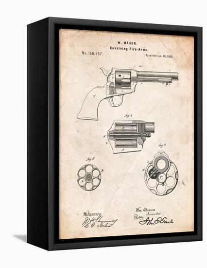 US Firearms Single Action Army Revolver Patent-Cole Borders-Framed Stretched Canvas