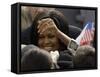 US First Lady Michelle Obama Greets the Crowd after Her Husband's Speech in Prague, Czech Republic-null-Framed Stretched Canvas