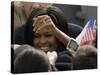 US First Lady Michelle Obama Greets the Crowd after Her Husband's Speech in Prague, Czech Republic-null-Stretched Canvas