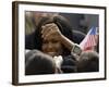 US First Lady Michelle Obama Greets the Crowd after Her Husband's Speech in Prague, Czech Republic-null-Framed Photographic Print