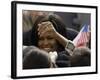 US First Lady Michelle Obama Greets the Crowd after Her Husband's Speech in Prague, Czech Republic-null-Framed Photographic Print