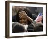 US First Lady Michelle Obama Greets the Crowd after Her Husband's Speech in Prague, Czech Republic-null-Framed Photographic Print