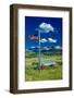 US Flag and covered wagon, Hastings Mesa, near Ridgway, Colorado-null-Framed Photographic Print