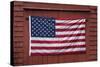 US Flag Displayed on Red Barn, New England-Joseph Sohm-Stretched Canvas