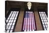 Us Flag Hanging in the Union Railroad Station, Omaha, Nebraska, USA-Walter Bibikow-Stretched Canvas