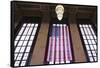 Us Flag Hanging in the Union Railroad Station, Omaha, Nebraska, USA-Walter Bibikow-Framed Stretched Canvas