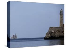 US-Flagged Vessel Amistad Nears the Port of Havana as it Passes the Morro Castle-null-Stretched Canvas