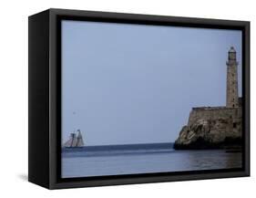 US-Flagged Vessel Amistad Nears the Port of Havana as it Passes the Morro Castle-null-Framed Stretched Canvas