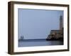 US-Flagged Vessel Amistad Nears the Port of Havana as it Passes the Morro Castle-null-Framed Photographic Print