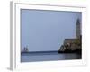 US-Flagged Vessel Amistad Nears the Port of Havana as it Passes the Morro Castle-null-Framed Photographic Print